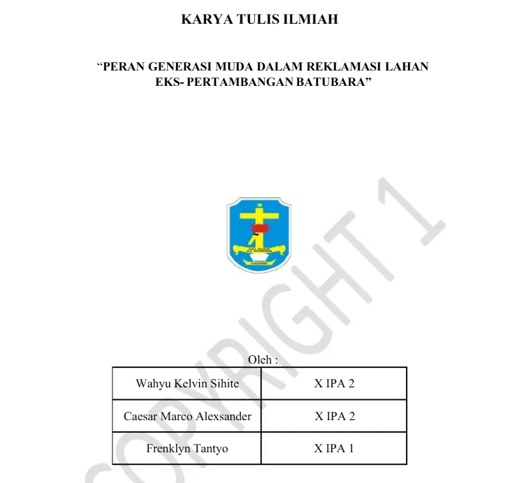 Peran Generasi Muda Dalam Reklamasi Lahan Eks-Pertambangan Batubara